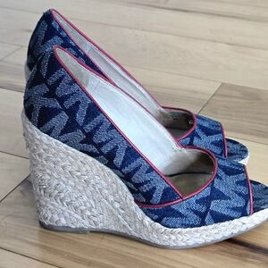 MICHAEL Michael Kors Blue and Red Patterned Wedges